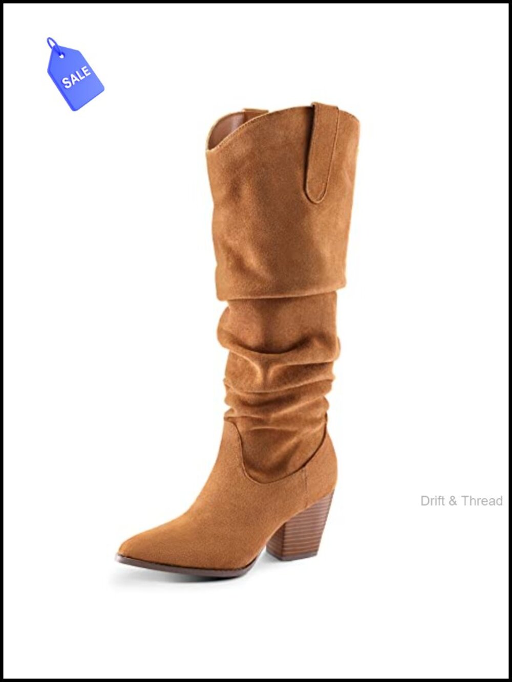 Women's Knee High Boots Slouchy Pointed Toe Faux Suede Western Boots